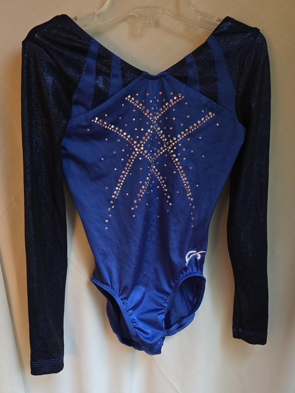 GK Royal Blue and Navy Long Sleeve Sparkle Leotard